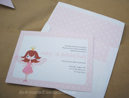 printable fairy princess invitations