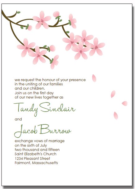 printable apple blossom wedding invitations