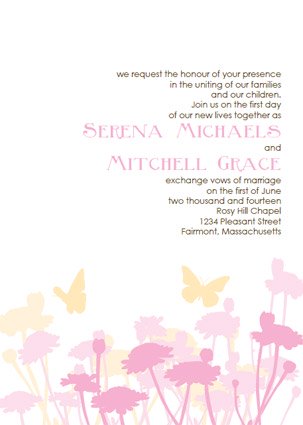 pink butterfly wedding invitations
