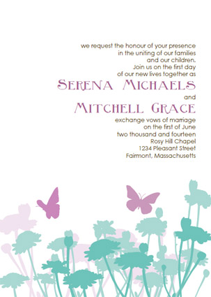lavendar butterfly wedding invitations