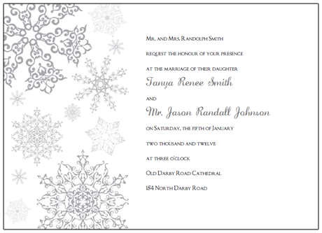 printable snowflake wedding invitations
