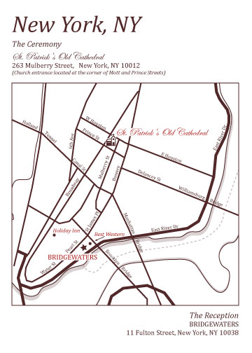 custom wedding invitation map