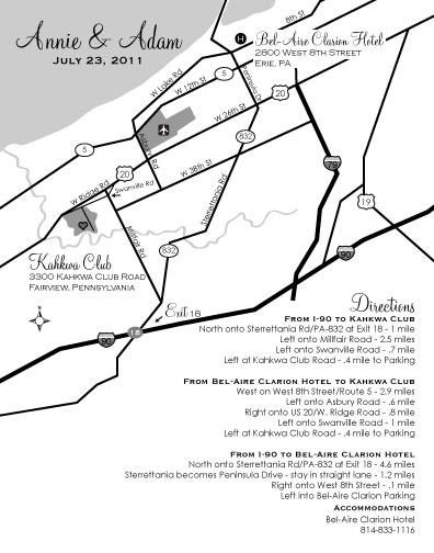 custom wedding invitation map