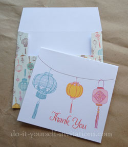 printable chinese lantern thank you cards and envelopes