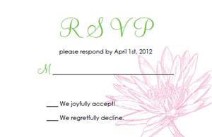 printable waterlily wedding response cards