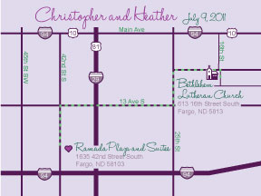 custom wedding invitation map