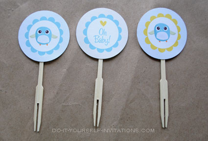 printable baby shower cupcake toppers bird