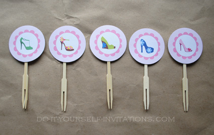 printable high heel stiletto birthday invitations cupcake toppers