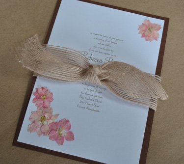 rustic pink and brown wedding invitations