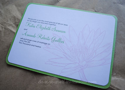 free printable waterlily wedding invitations